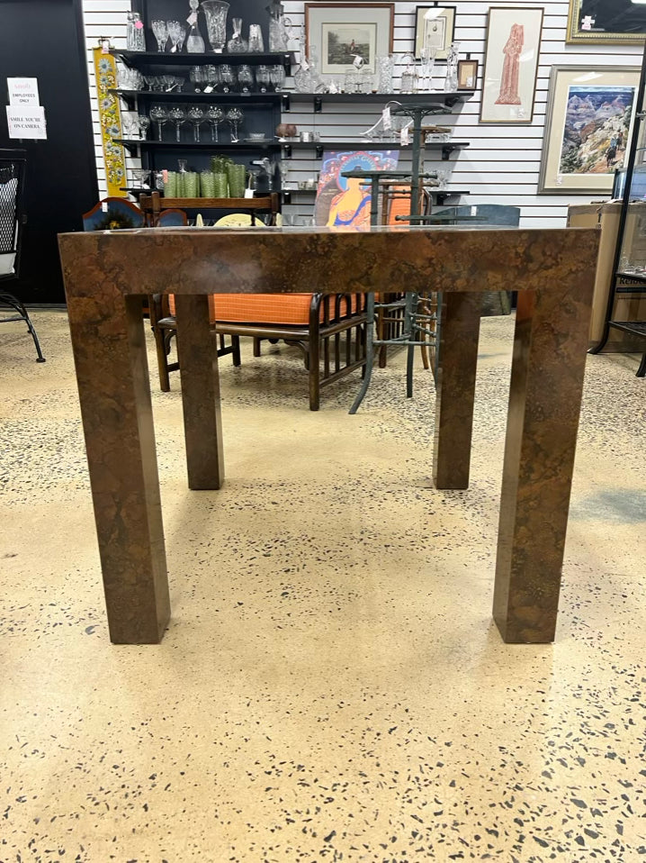 Brown Parsons Copper Look Occasional Table
