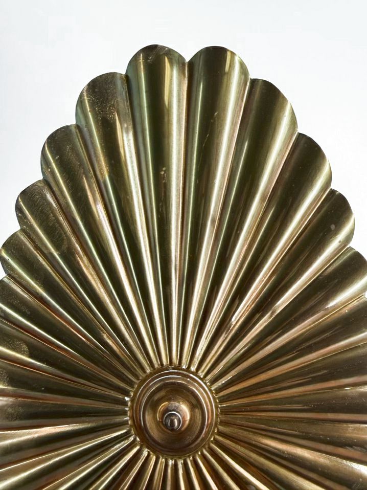 VINTAGE Brass Candlestick Table Lamp w/s Sunburst Reflector