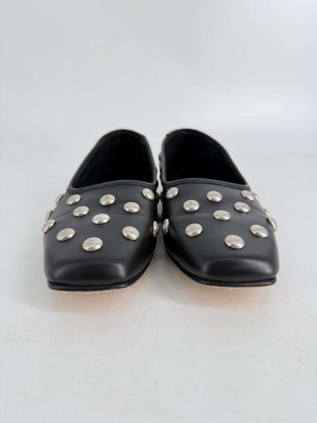 FREDA SALVADOR Jessie Size Wmns 7.5 Black Leather Studded Flats