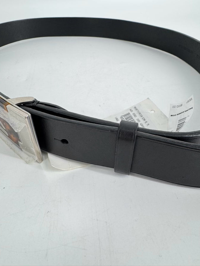 RALPH LAUREN Size L Leather Black & Brown Tortoise Belt NWT
