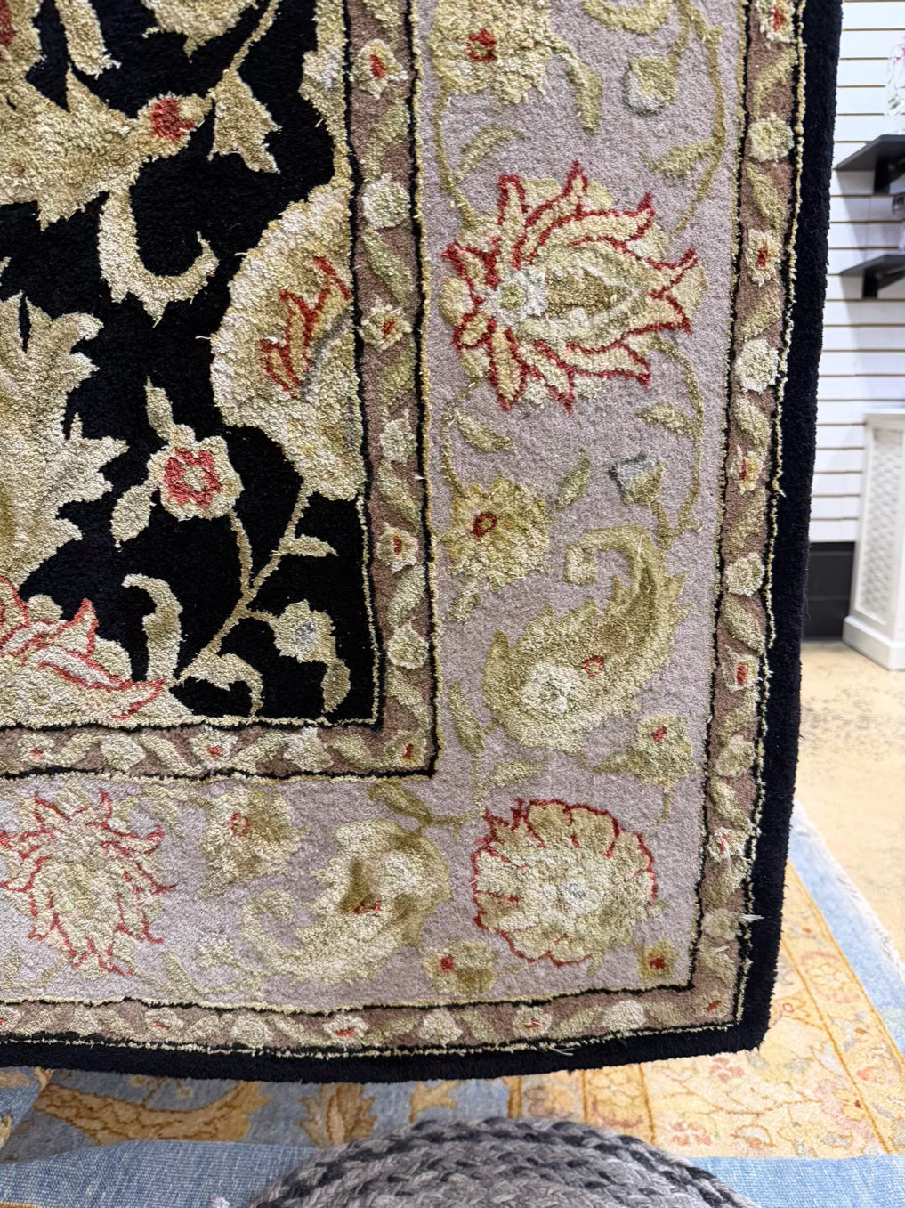 Black, Rust & Cream Floral Area Rug