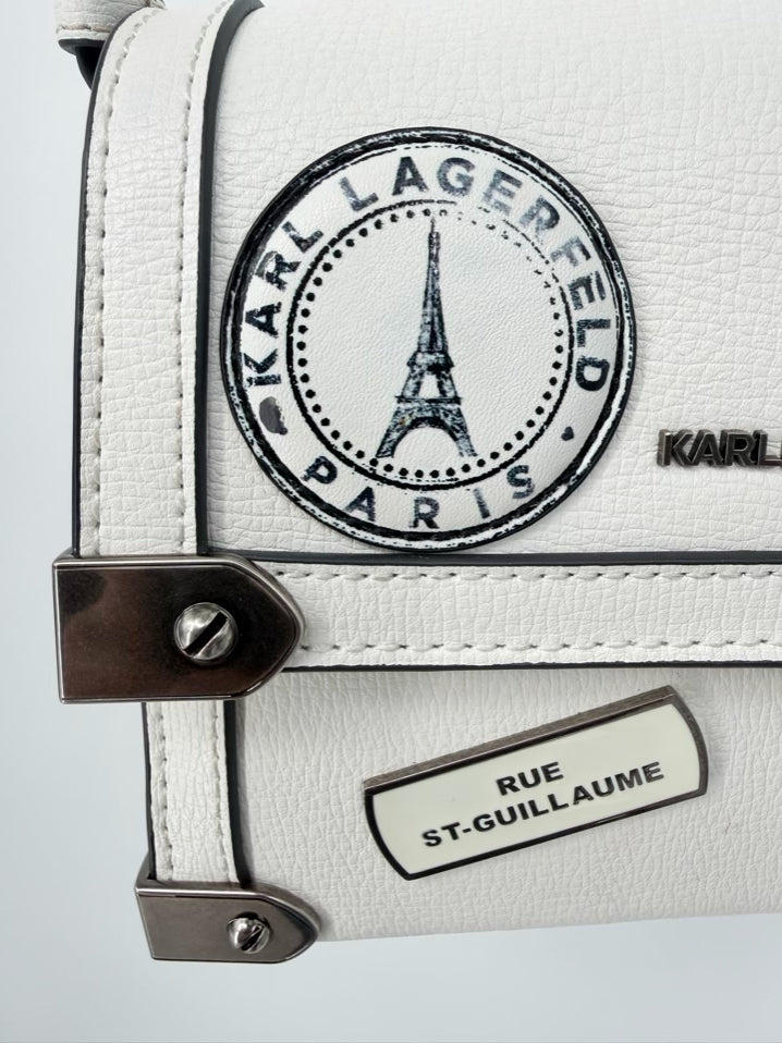 KARL LAGERFELD White Leather Patches Crossbody Bag