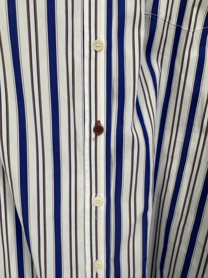 DICE KAYEK Size 44 Royal Blue Stripe Oversized Blouse