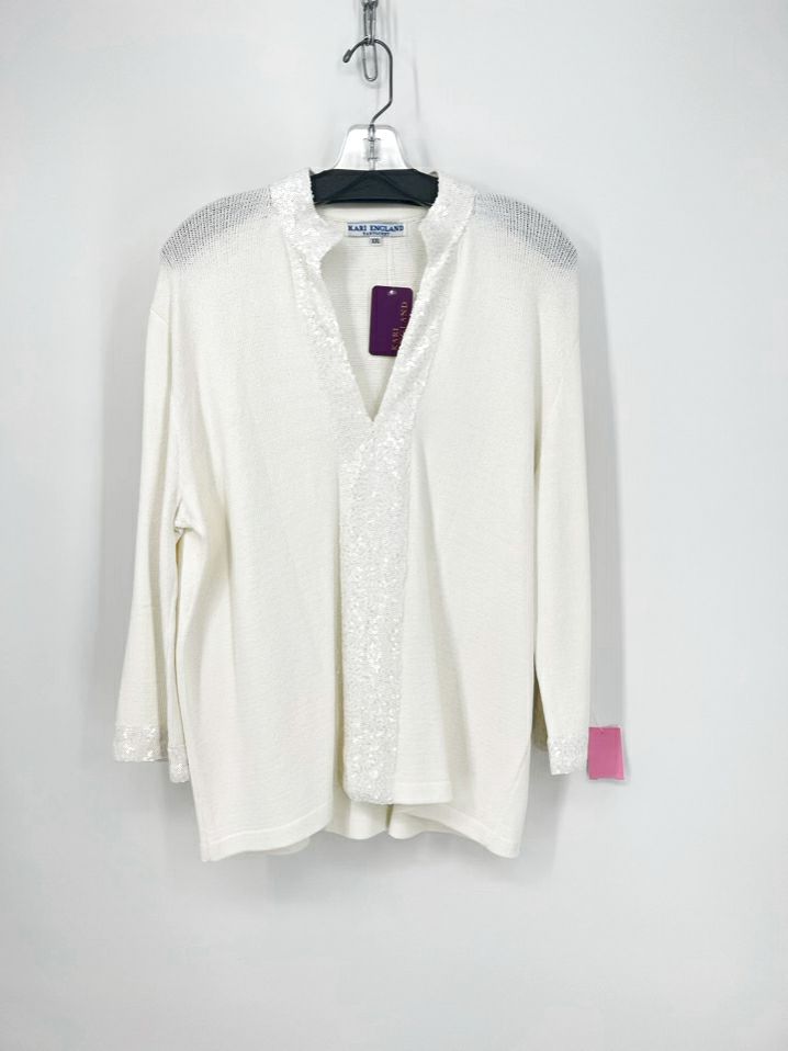 KARI ENGLAND Size XXL Cream Sequin Detail Knit Top NWT