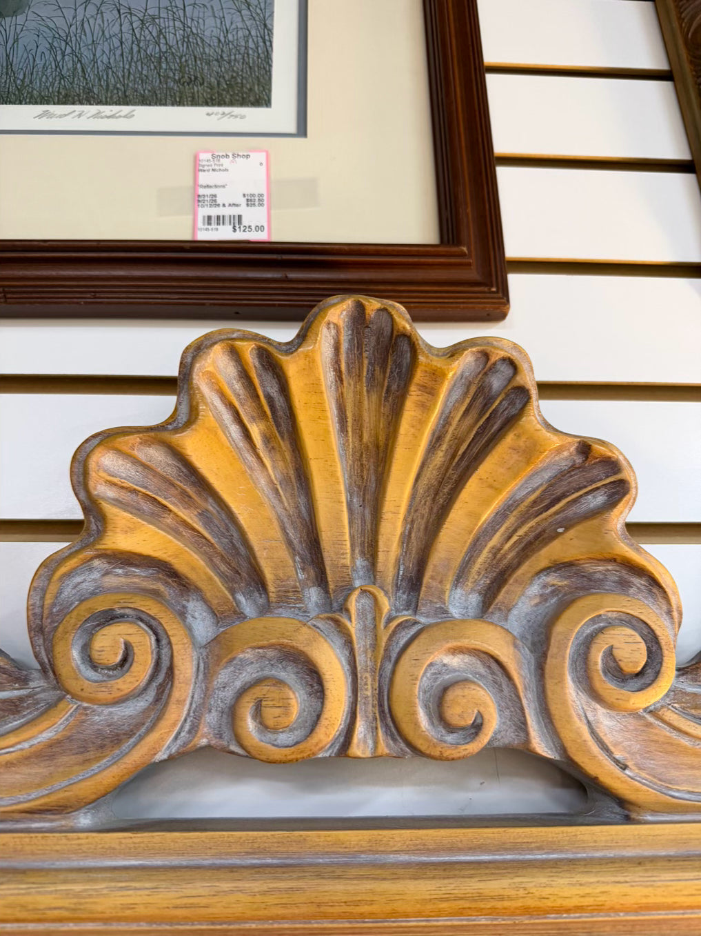 CAROLINA MIRROR Natural Wood Mirror w/ Shell Design