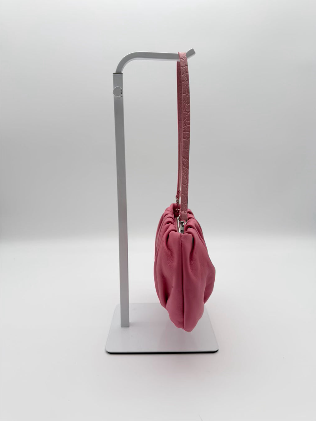 STAUD Pink Leather Evening Bag