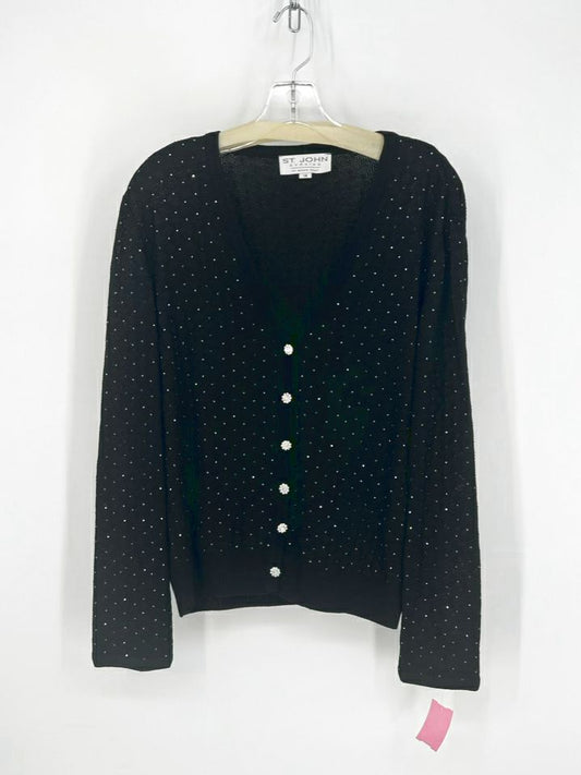 ST JOHN EVENING Size 14 Black Knit Shimmer Cardigan