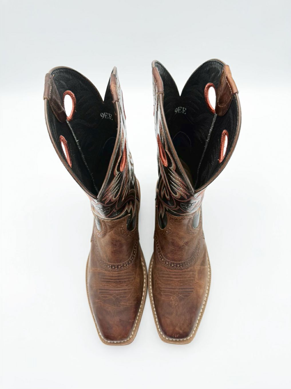 ARIAT MENS Size 9 Black, Brown & Rust Leather Cowboy Boots