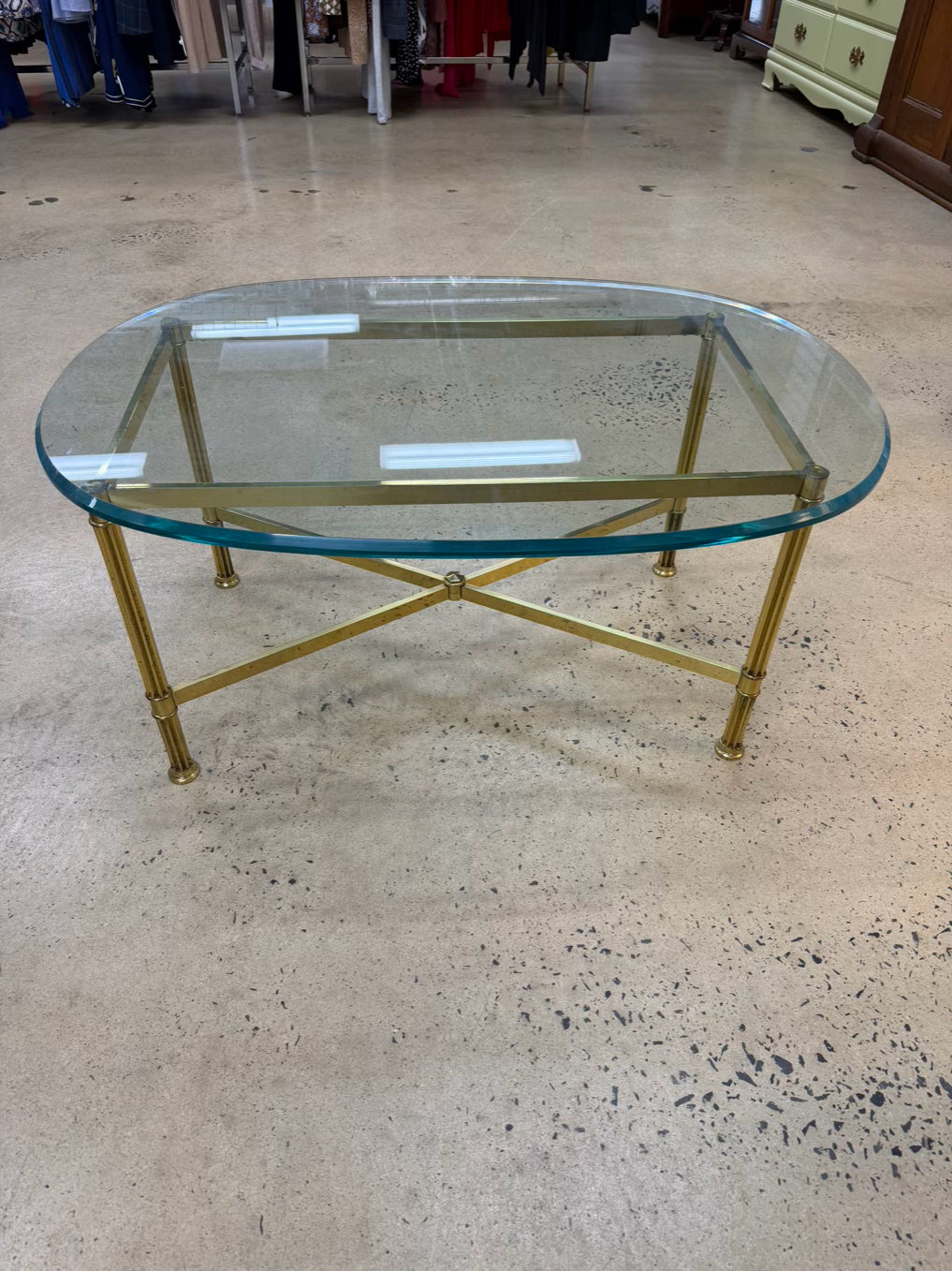 Brass & Glass Oval Coffee Table