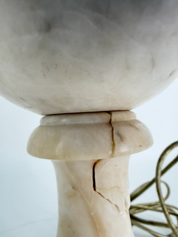 VINTAGE White Alabaster Urn Lamp w/ Shade