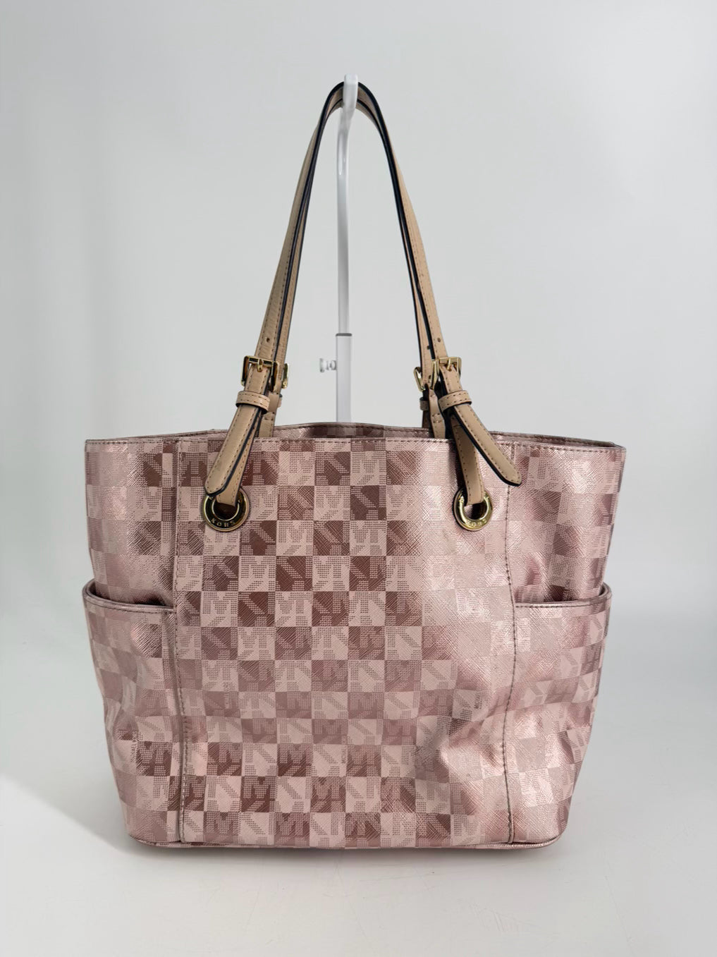 MICHAEL KORS Pink Metallic Monogram Purse