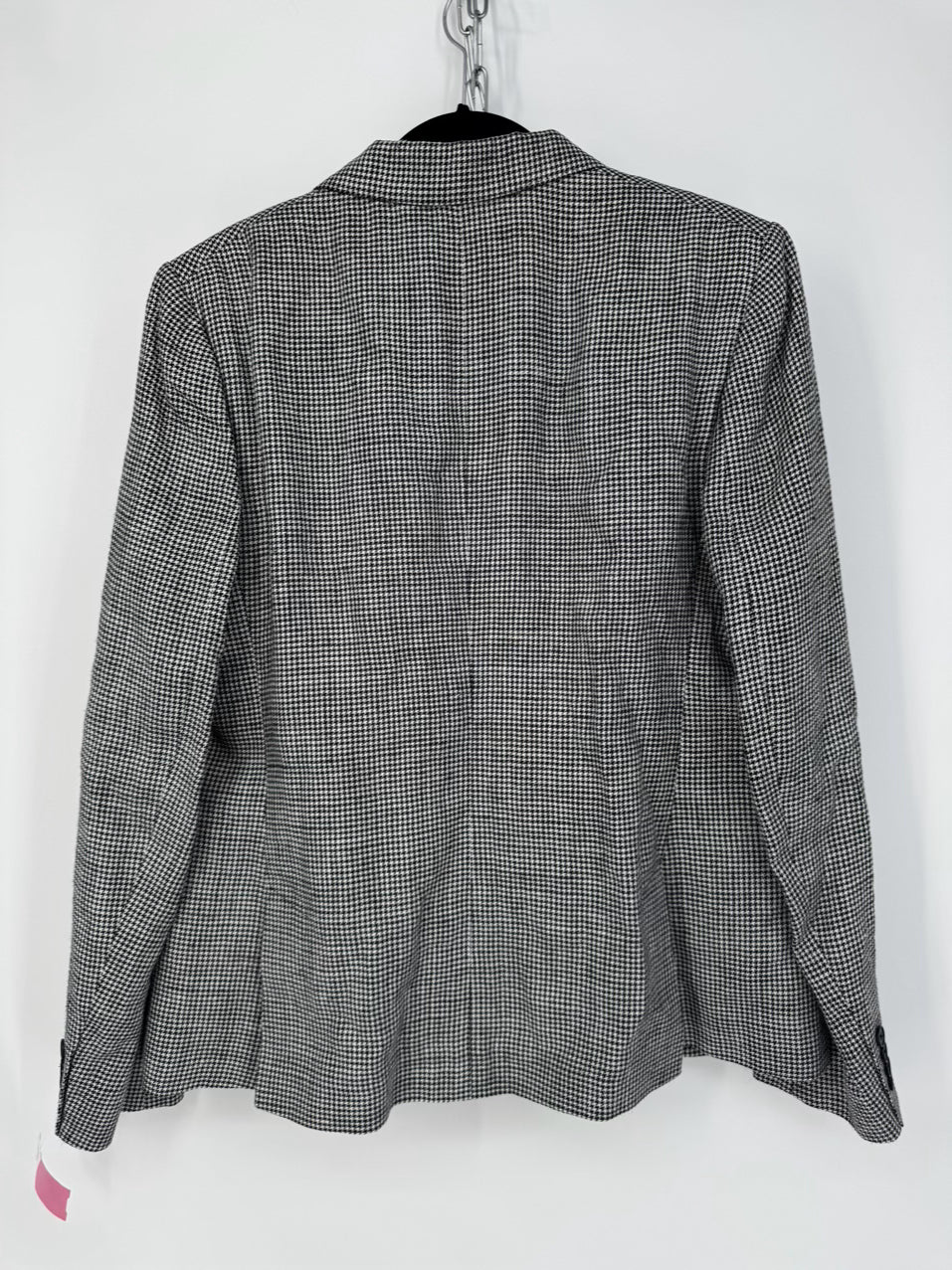 POLO RALPH LAUREN Size 14 Black Silk & Linen Blend Houndstooth Blazer NWT