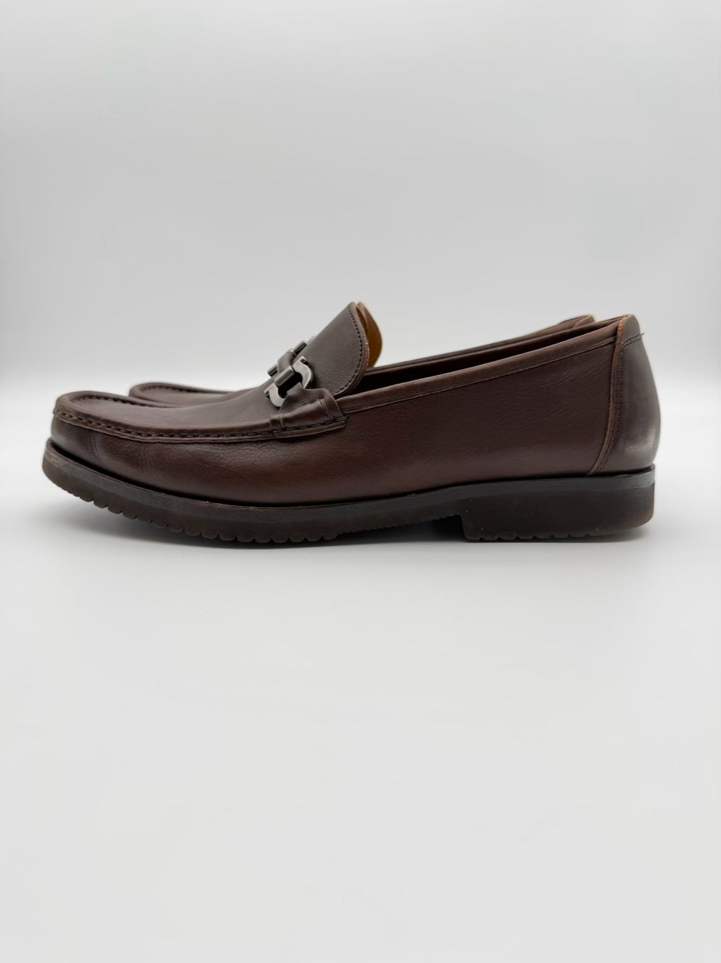 SALVATORE FERRAGAMO MENS Size 10.5 Chocolate Leather Loafers