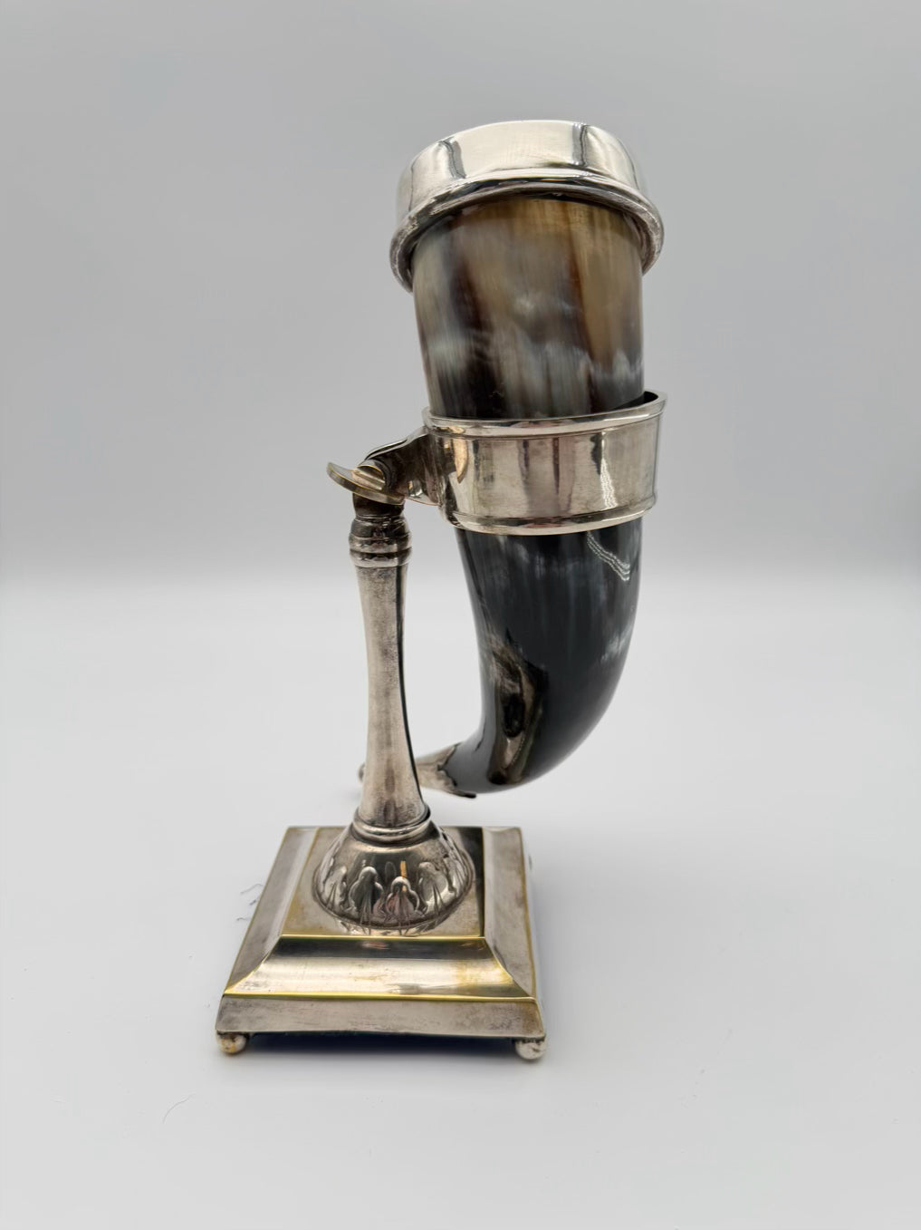Silver Plate Pair Of Horn Cornucopia Vases