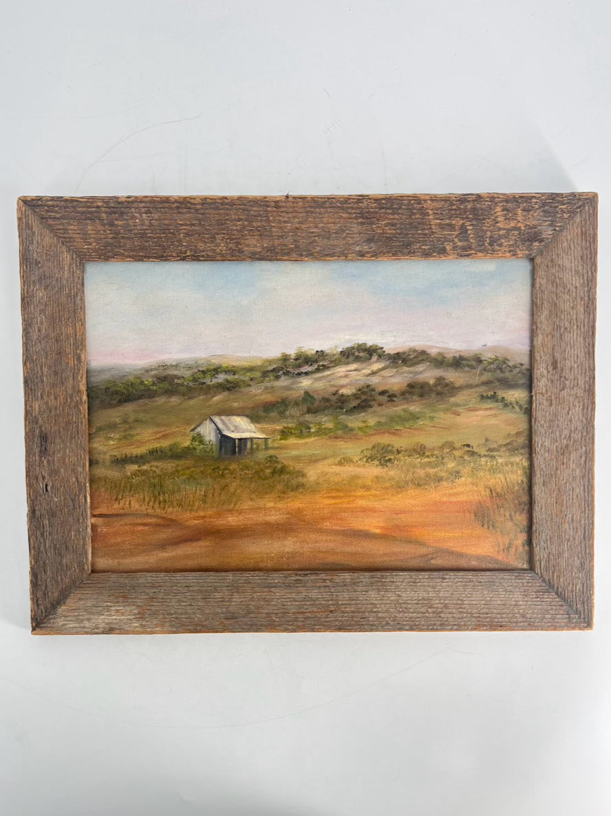 Barn Painting In Rustic Wood Frame