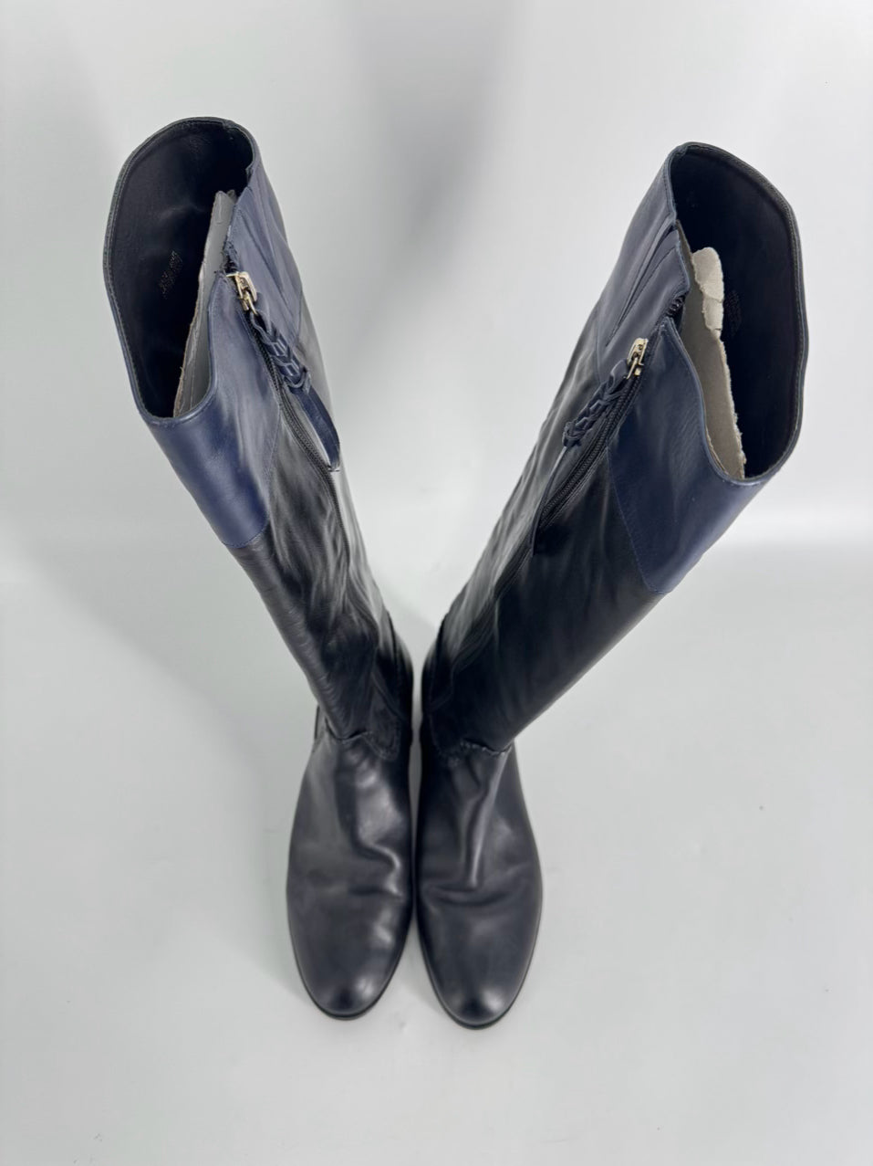 JACK ROGERS Size 8 Black & Navy Leather Boots