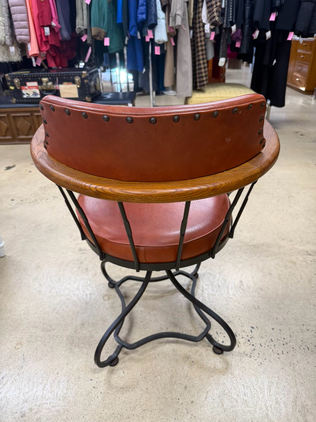 Wood & Wrought Iron Mid Century Card Table & 4 Chairs