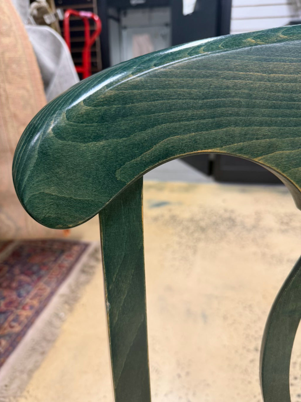 POTTERY BARN Green Wood Set of 4 Chairs w/ Rush Seats