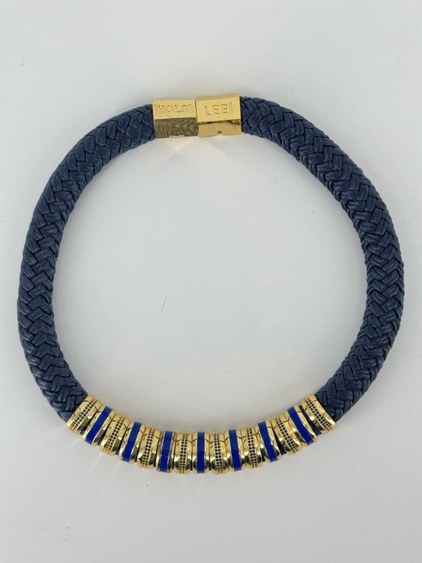 HOLST & LEE Blue & Gold Paracord Necklace w/ Magnet Clasp