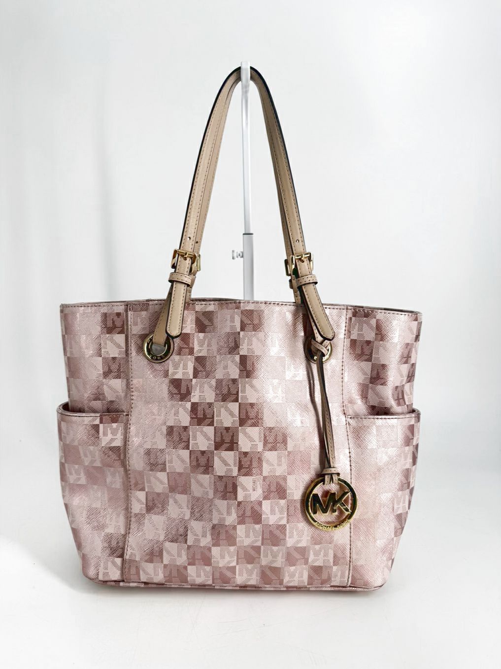MICHAEL KORS Pink Metallic Monogram Purse