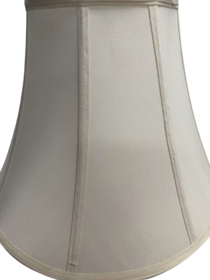Cream Ceramic Lamp w/ Brushed Gold Trim & Ivory Shade