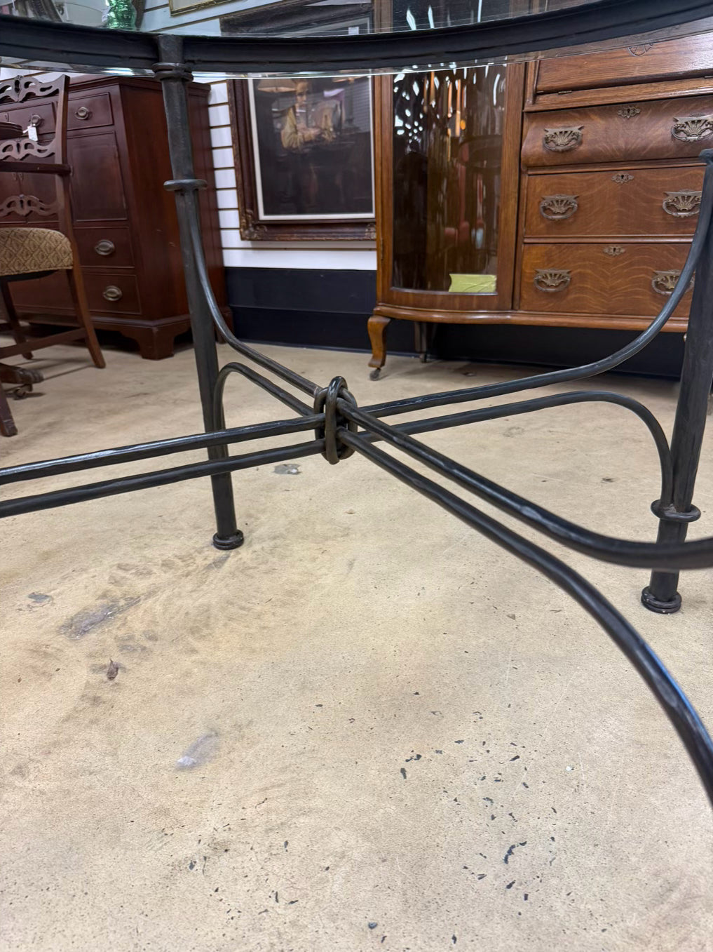 Black & Clear Wrought Iron & Glass Dinning Table