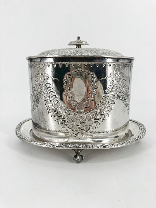 VINTAGE Silver Plate Biscuit Box