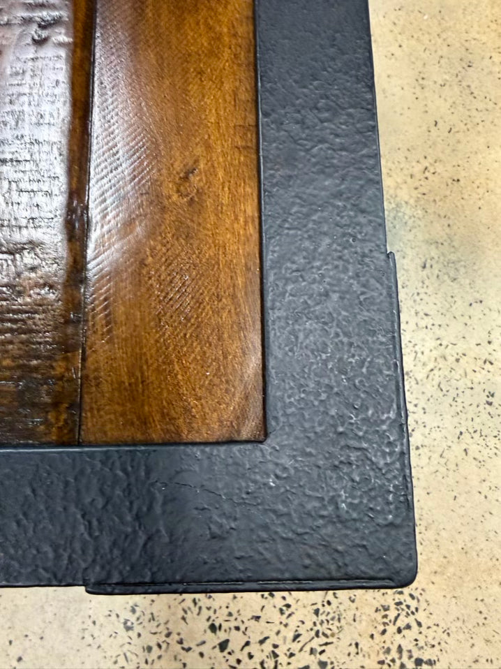 Brown & Black Wood & Metal Industrial Look End Table