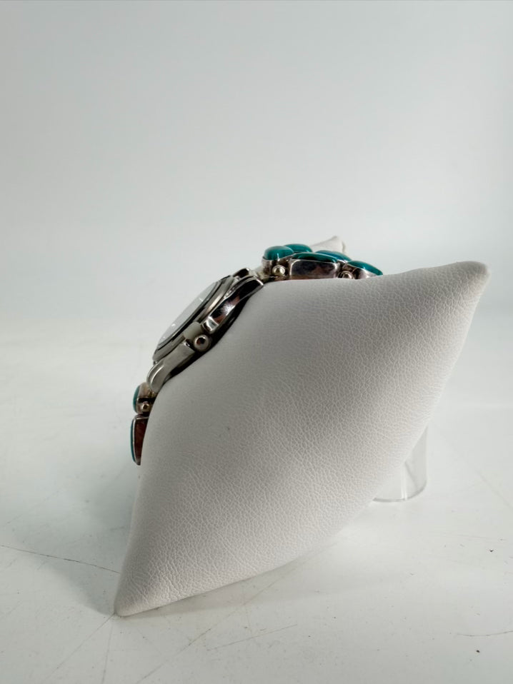 STERLING SILVER Blue Kingman Turquoise Watch