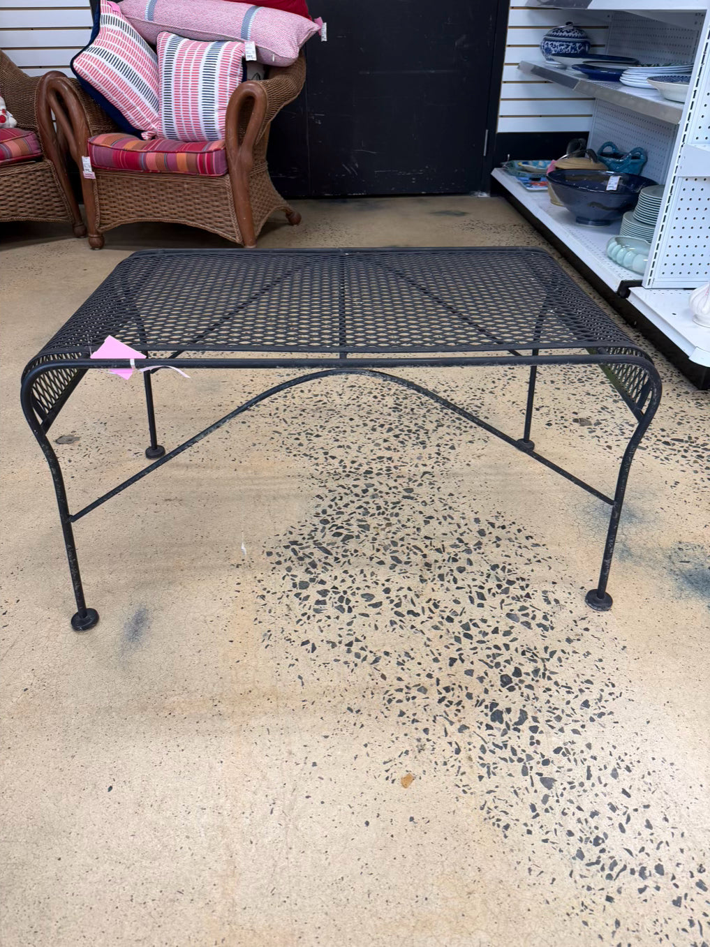 VINTAGE Black Wrought Iron Outdoor Coffee Table