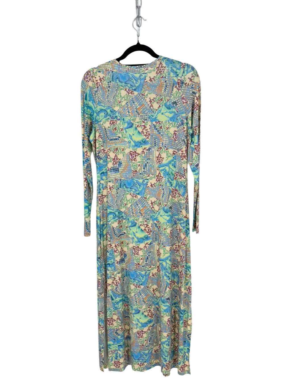 MARIE OLIVER Wmn's Size S Teal & Beige Print Maxi-Dress NWT