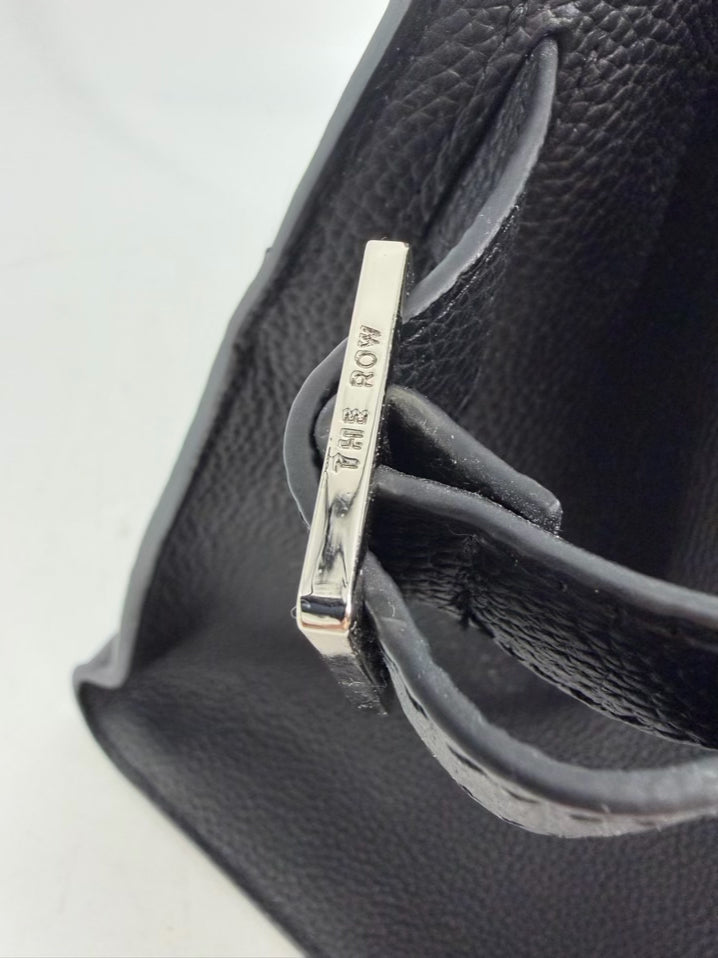 THE ROW Margaux 15 Bag Black Pebbled Leather w/ Silver Hardware