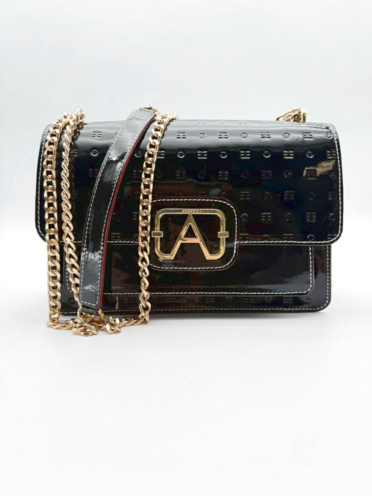 ARCADIA Patent Leather Black Monogram Purse