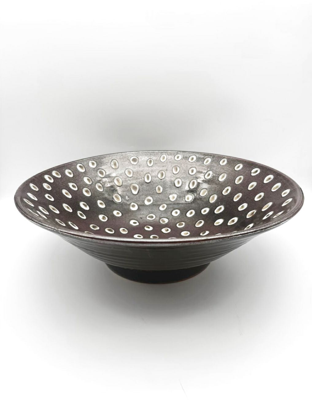 Brown & White Large Pottery Bowl