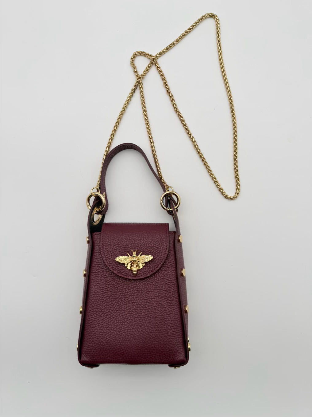 Burgundy Leather Bumblebee Crossbody Bag