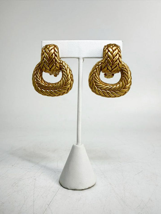 JULIE VOS 24K GOLD Overlay Door Knocker Clip On Earrings