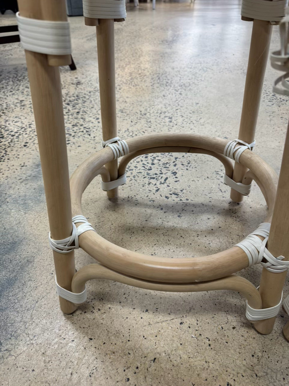 White & Brown Bamboo Pair of Counter Height stools