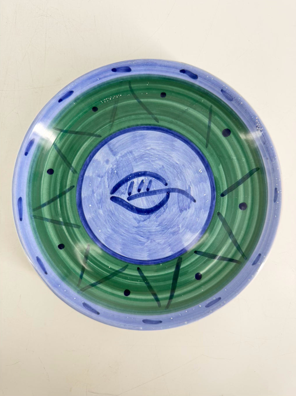 CALECA Espero Blue & Green Set Of 12 Salad Pottery Plates
