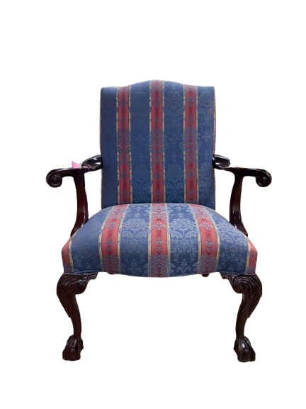 Pink & Blue Queen Ann Striped Chair