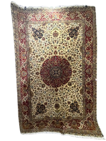 Red & Gold Wool Oriental Area Rug