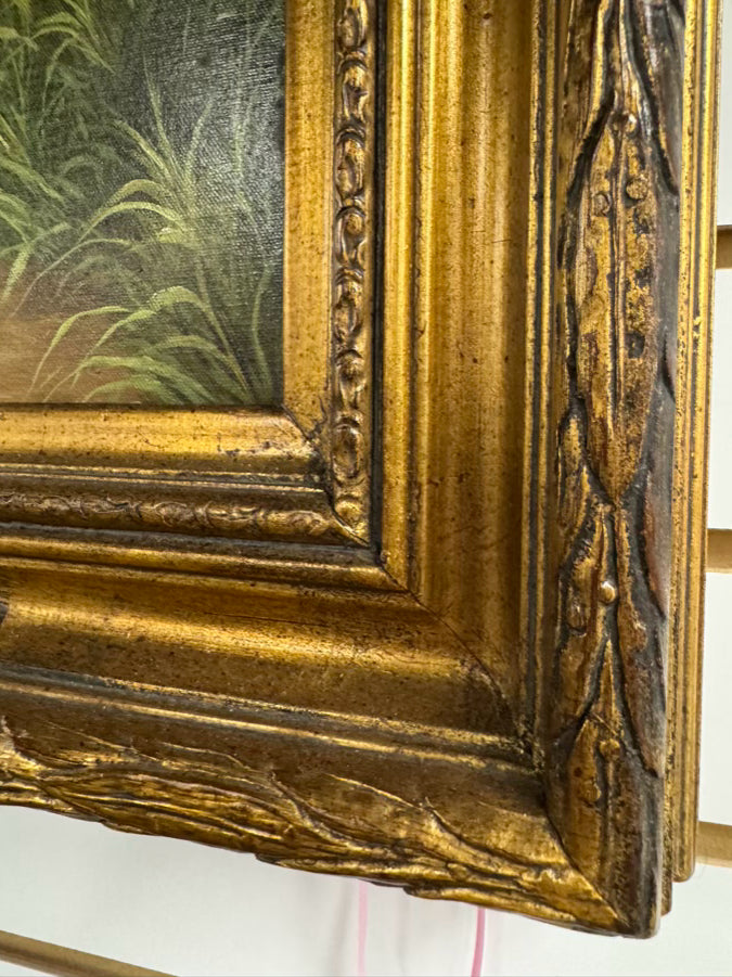 Farm Scene Painting in Ornate Gold Frame