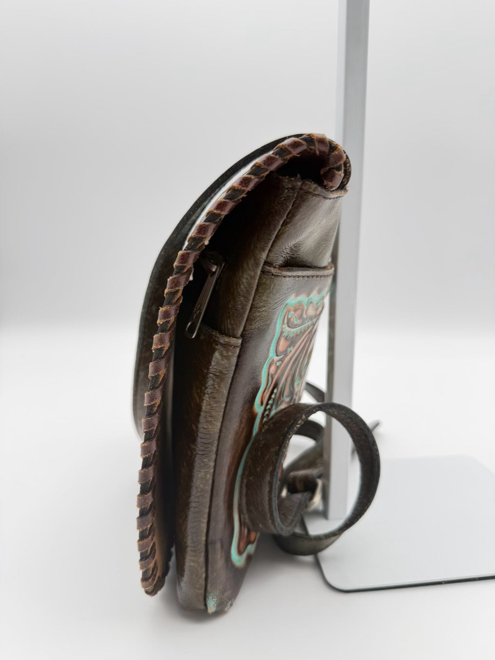 PATRICIA NASH Granada Brown & Blue Tooled Leather Crossbody Bag