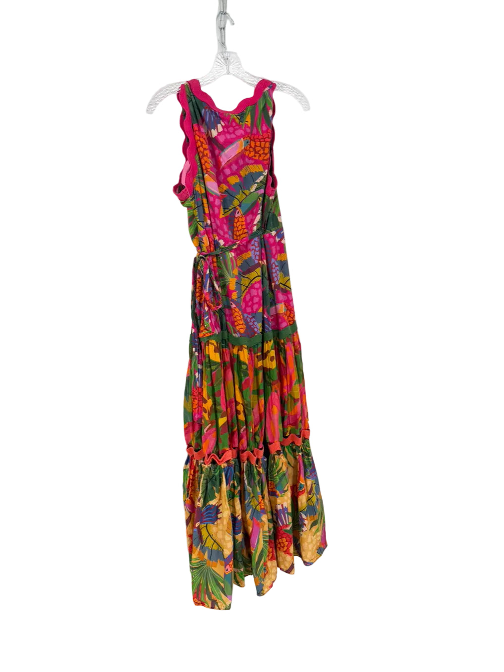 FARM RIO Size Wmn's L Magenta Tropical Sleeveless Wrap Maxi-Dress