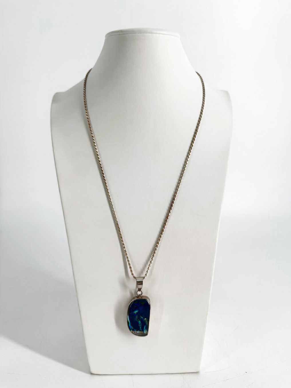 STERLING SILVER Blue Opal Abstract Necklace
