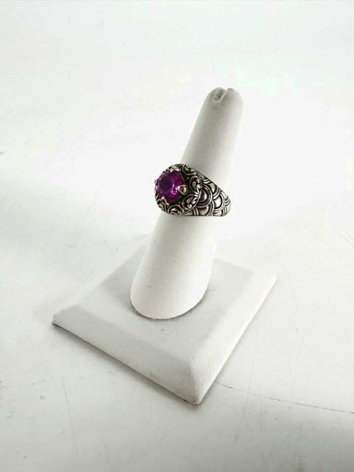 ROBERT MANSE  STERLING SILVER & 18K Pink Topaz Look Bali Style Round Ring