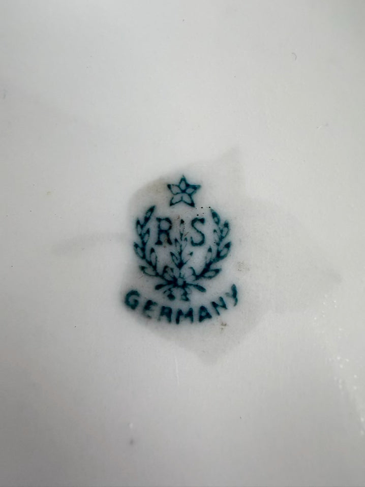 RS GERMANY White, Green & Gold Porcelain Coffee Service Setting For 5