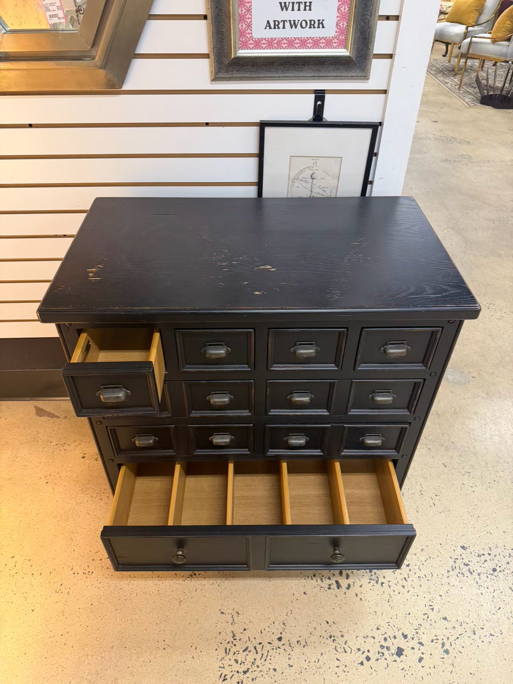 THOMASVILLE Black Wood Chest w/ Drawers