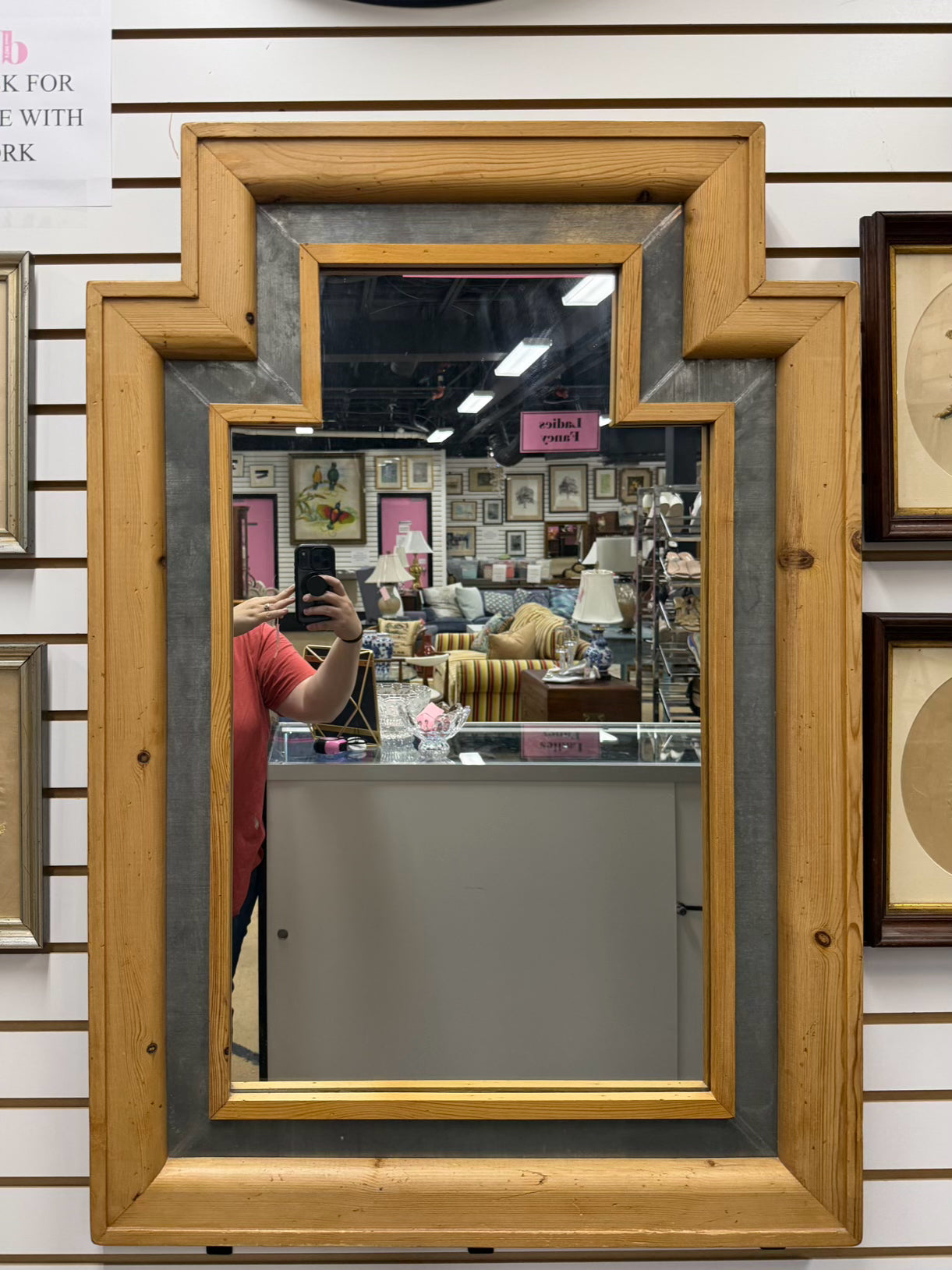 SARREID LTD. Regency Wood & Metal Mirror
