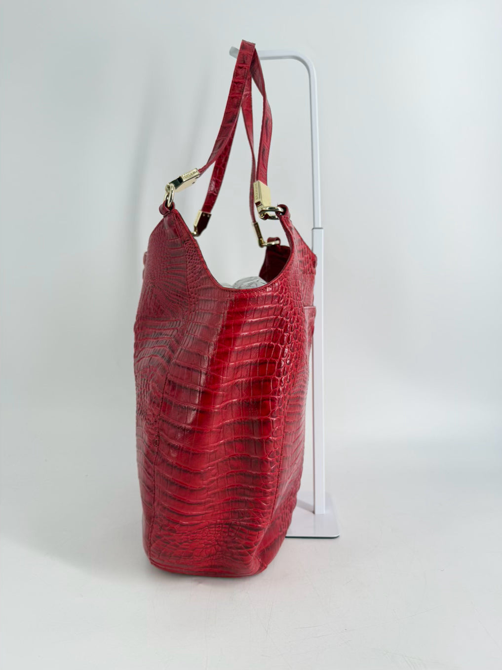 BRAHMIN Marianna Red Crocodile Embossed Melbourne Leather Tote