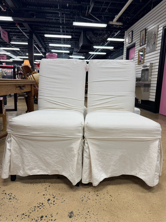 White Slip Cover Set of 4 Chairs